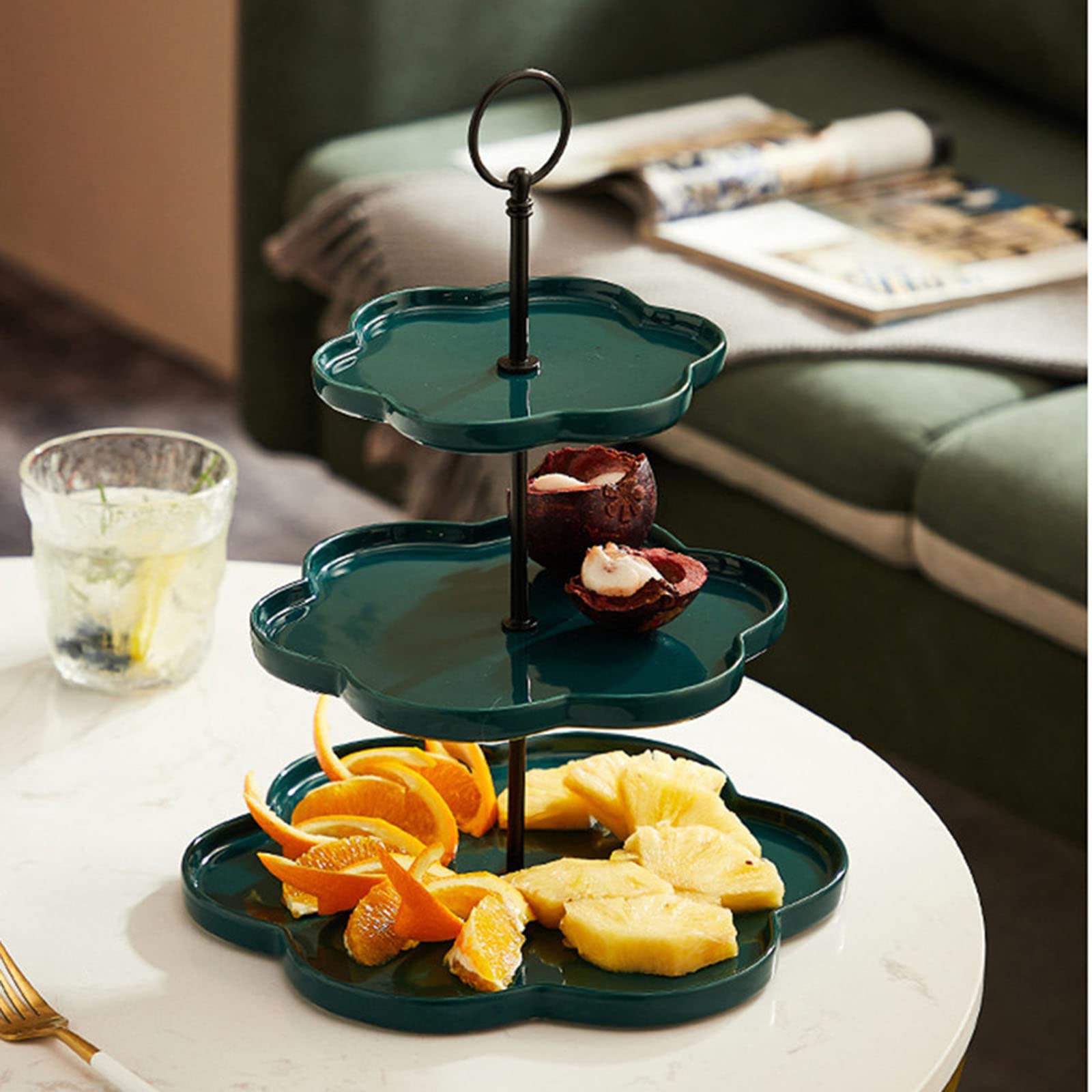 黒の2段、3段ケーキスタンド スワールデザイン ケーキスタンド