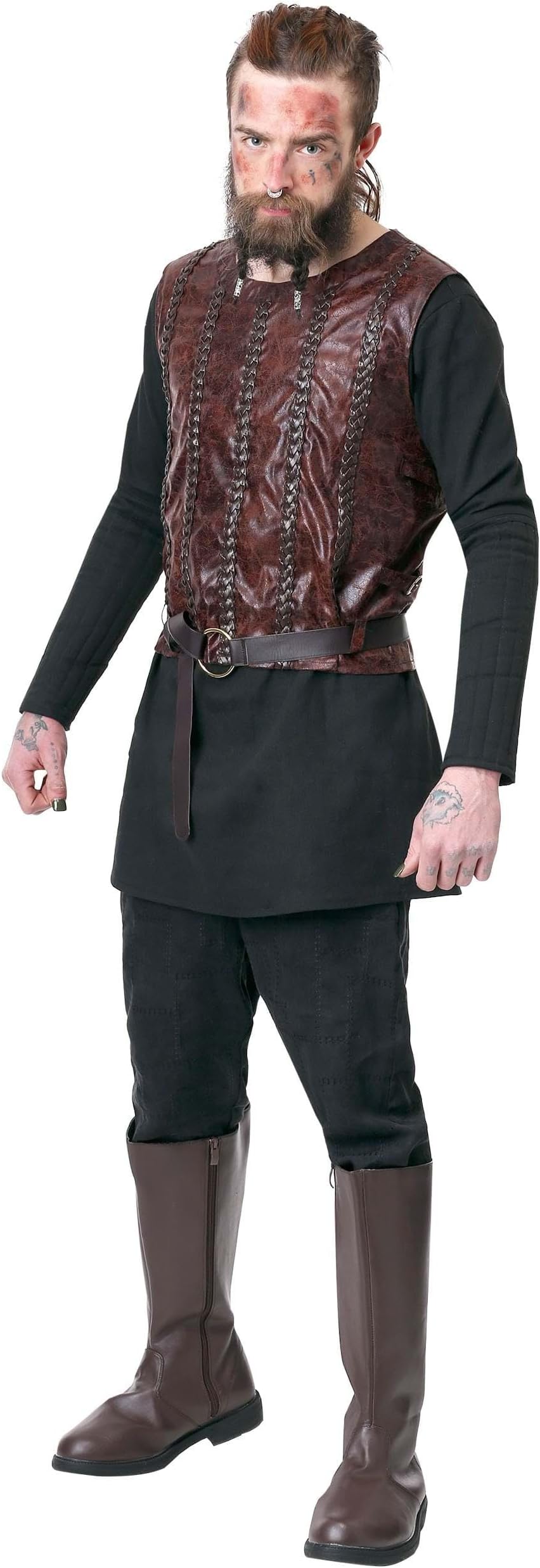 Adult Vikings Warrior Costume | Bjorn Ironside Outfit | Nordic Chief Battle Uniform | Renaissance Attire