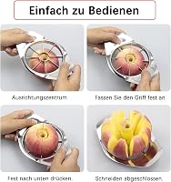 shwcbf Rozsdamentes Acél Almaszelő - Multifunkciós Gyümölcs és Zöldség Szeletelő Körte és Narancs Vágásához, Mosogatógépben Mosható, Ezüst 5