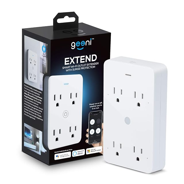 Geeni Smart Wi-Fi 4 Outlet Plug with Surge Protection - Compatible with Alexa Google Home White 1-Pack
