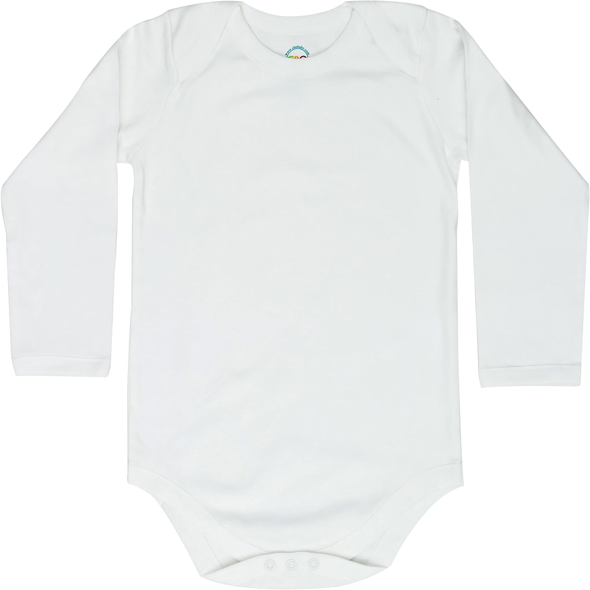 CBObabyLarge Size Long Sleeve Envelope Neck Bodysuit, White, 6 year