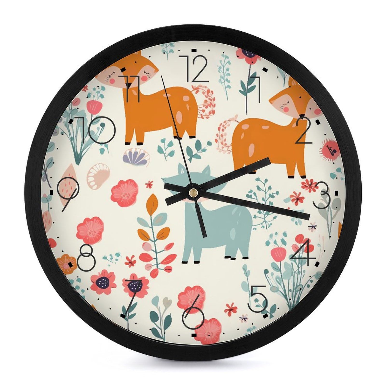 Horloge murale ronde 25,4 cm silencieuse imprimée pour bureau et salon