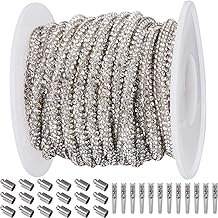 GORGECRAFT 6.25Yds x 4mm Rhinestone Tube Rope Clear Crystal String Trim Bling Shiny Rope Cords with 20Pcs Folding Crimp Cord Ends and 20Pcs Barrel End Caps for DIYJewelry Making Clothes Shoes Decor