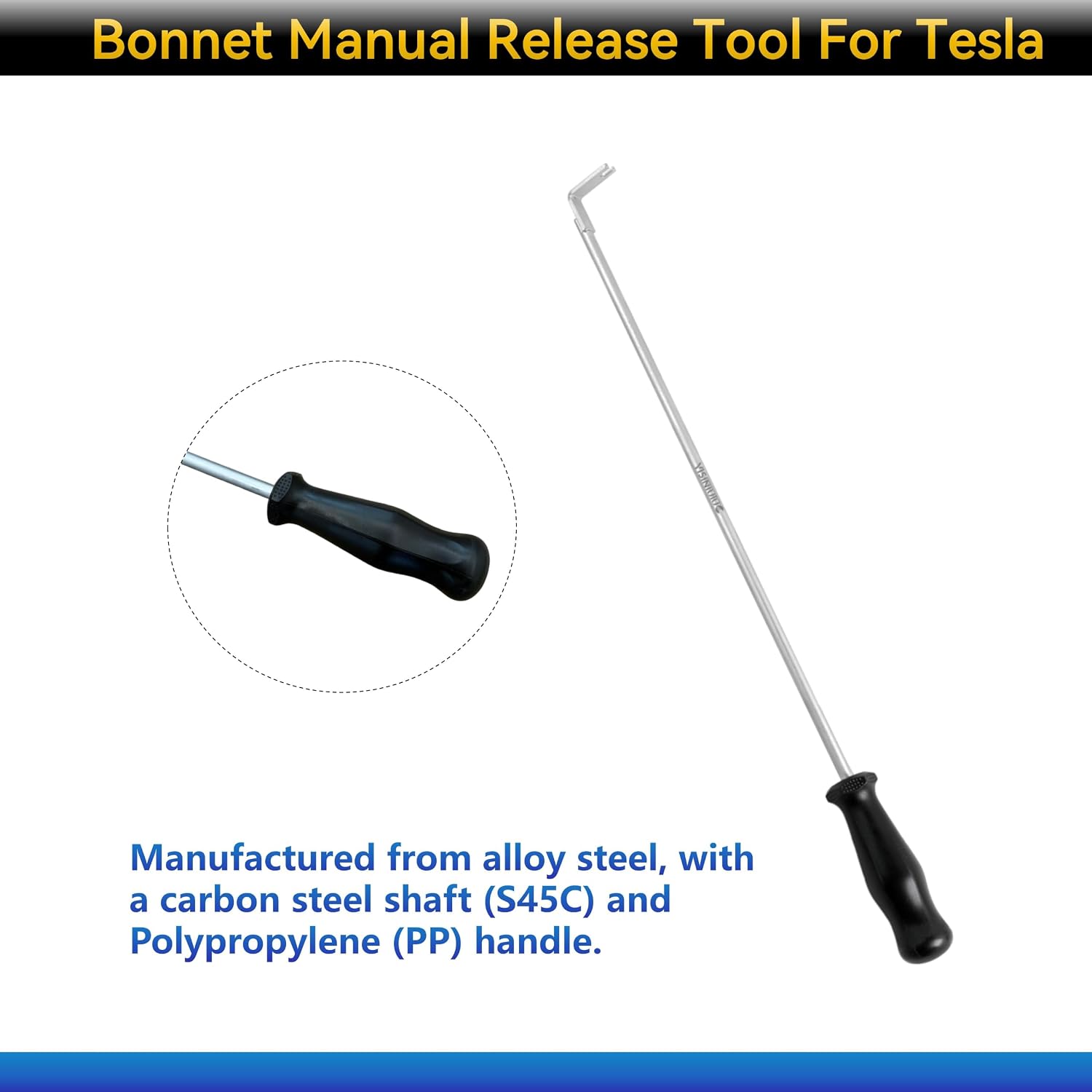 Bonnet Manual Release Tool for Tesla,OEM 1130534-00-A,The Hat Cover Manual Release Tool Fits Tesla,The Engine Hood Removal Tool for Tesla Modle 3 & Y