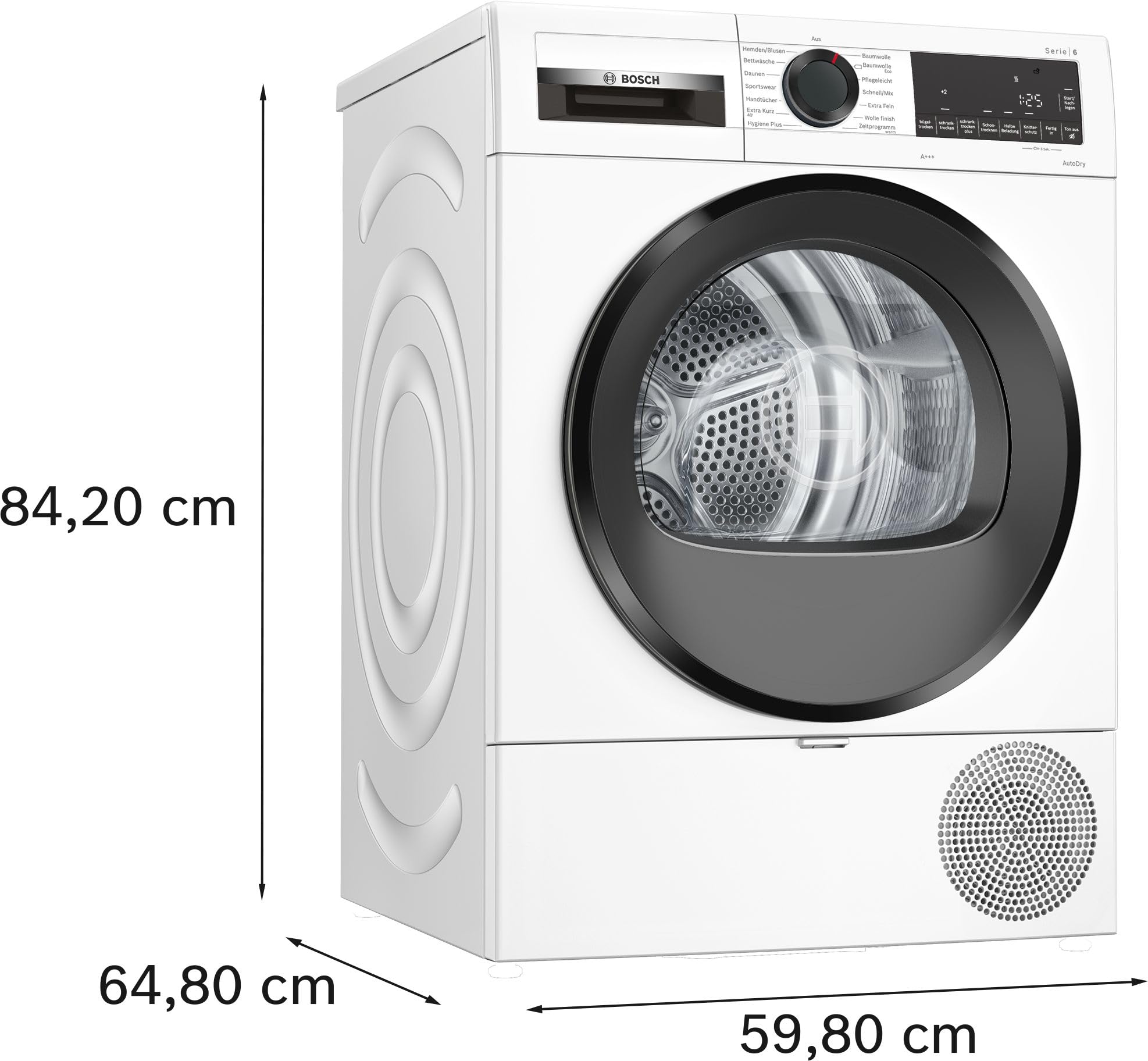 Bosch Wärmepumpentrockner für 8 kg Wäsche, Serie 6, A+++, 176 kWh/Jahr, Auto Dry, Anti Vibration-Design, Sensitive Drying-System, Umweltfreundliches Kühlmittel, Weiß, WQG233D40