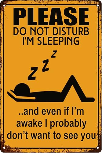 Treasure Gurus Funny Sleeping Do Not Disturb - Cartel de metal para colgar en el garaje para pared hombre decoración de cueva broma de oficina 12 x