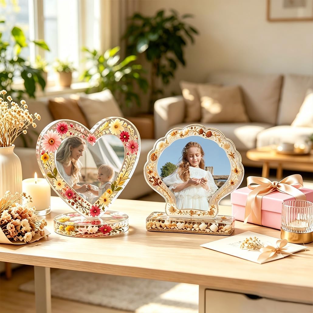 4Pcs Picture Frame Silicone Mold, Unique Shape Photo Frame Resin Mold with Stand Holder, DIY Personalized Resin Casting Frame Mold for Handmade Memory Gift, Wedding, Home Decor image 4