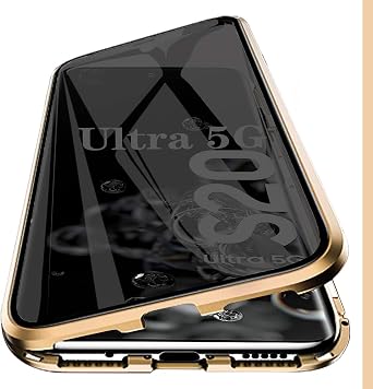 Anti-peep Case Compatible Galaxy S20 Ultra Magnetic case, Magnetic Adsorption Double-Sided Privacy Screen Protector Case Cover for Samsung Galaxy S20 Ultra 2020 Gold