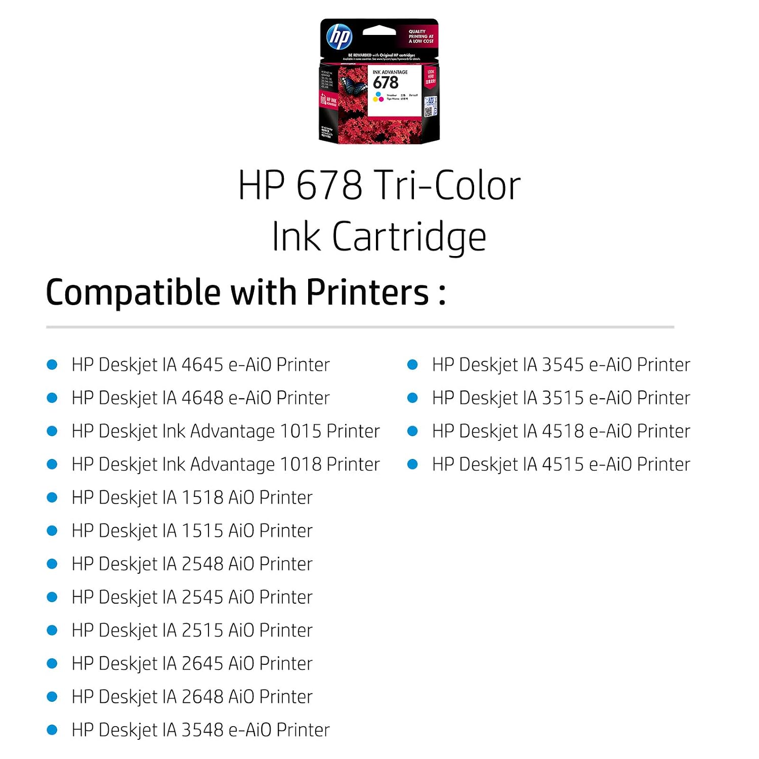 HP 678 Tri-Color Ink Cartridge : Amazon 
