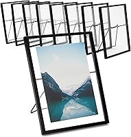 Vista 1 de Juvale Marcos de fotos de vidrio flotante para boda, paquete de 8, negro, 6.9 x 8.9 pulgadas, para fotos de 5 x 7 pulgadas, marcos de fotos
