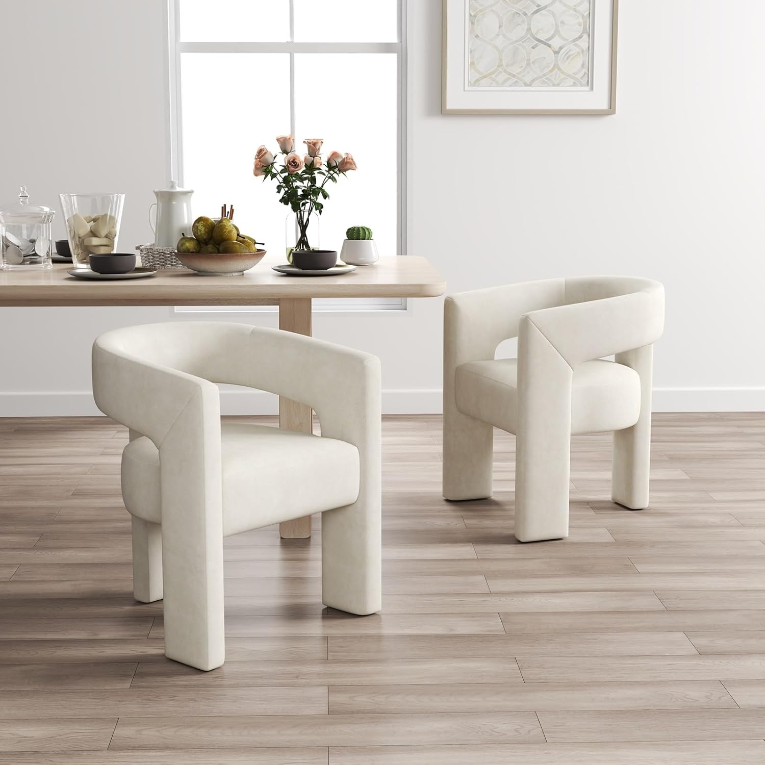 Modern Dining Barrel Chairs, Accent Velvet Upholstered Sherpa Chair with Back,Boucle Vanity Chair Assembled Comfy Armchair for Kitchen/Dining Room/Living Room,Beige