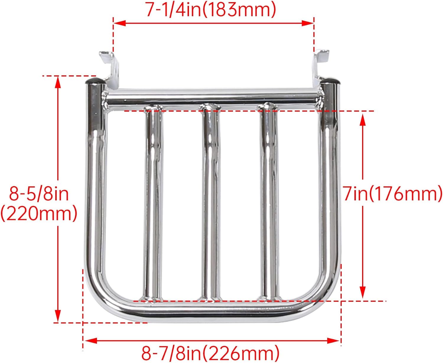 ECOTRIC Sissy Bar Backrest Chrome Luggage Rack Compatible with 2004-Later Harley Softail Heritage Dyna FLSTF FLST FLSTC FLSTSC