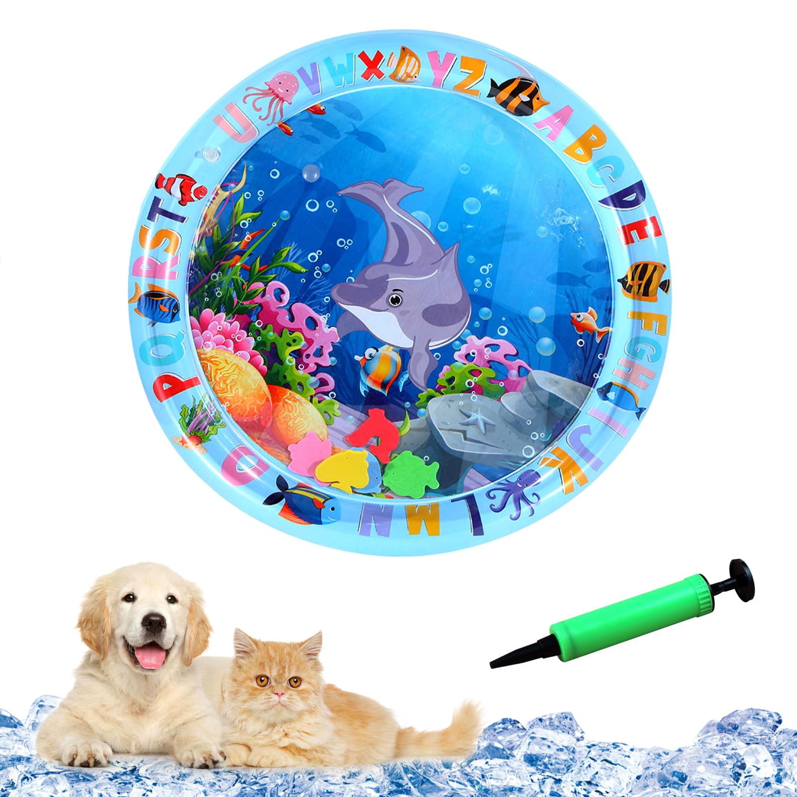 Water Sensory Mat Cat for Pets, Water Sensor Play Mat for Cats Dogs, Thickened Interactive Water Bed for Dog (Style03)