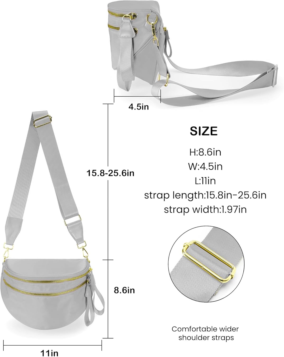 Spacious Nylon Crossbody Bag Bum Bag Handbags Wallets Purses Trendy Shoulder Bag for Women - Image 4