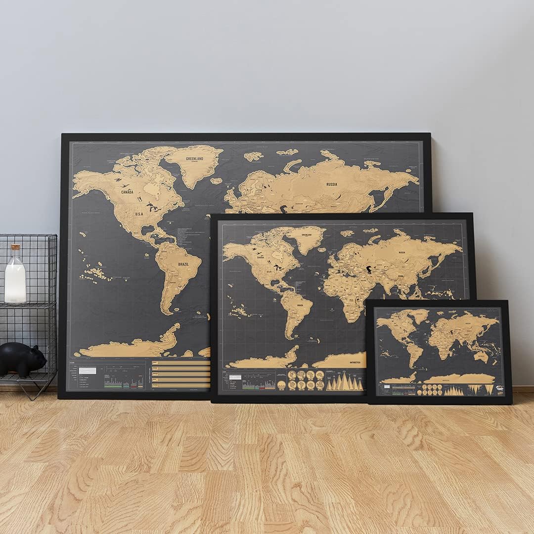 Luckies Scratch Map - Scratch Off World Map - Scratchable Travel Maps - Rub Off Poster - Wall Scratchable Maps - Detailed Europe & US States - World Travel Poster - Tube Included - Deluxe XLarge