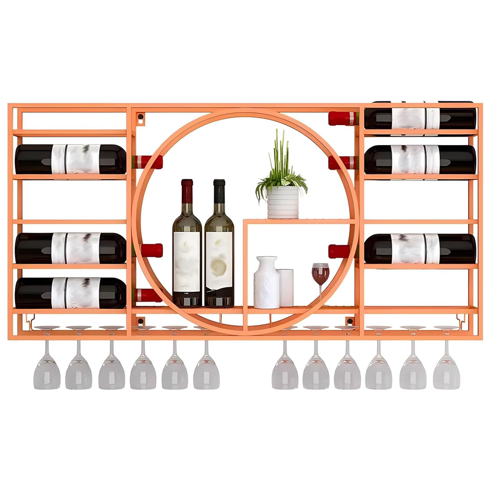 Casier à vin avec support pour verres au design épuré et robuste
