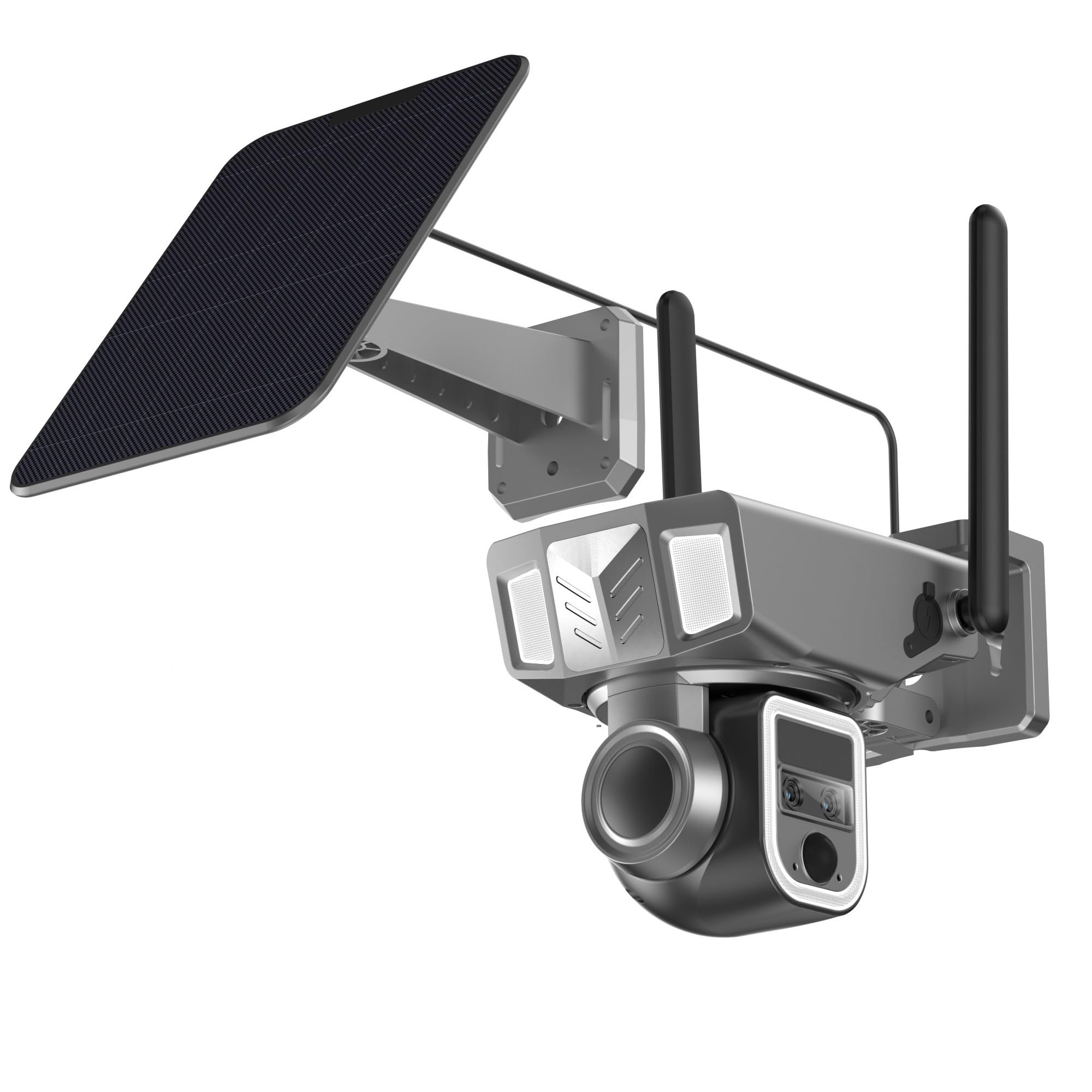 Telecamera di Sorveglianza, Telecamera panoramica 4G con doppio obiettivo Zoom 20X 2K 4MP esterna di sicurezza domestica IP alimentata a batteria solare