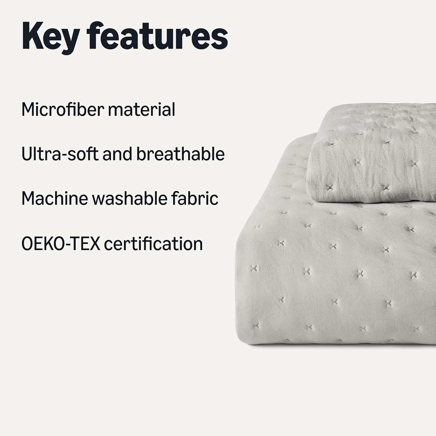 Amazon Basics Brushed Microfiber Quilt Set, Extra Soft with Natural Texture, 2-Piece,Twin/Twin XL, Grey - Image 2