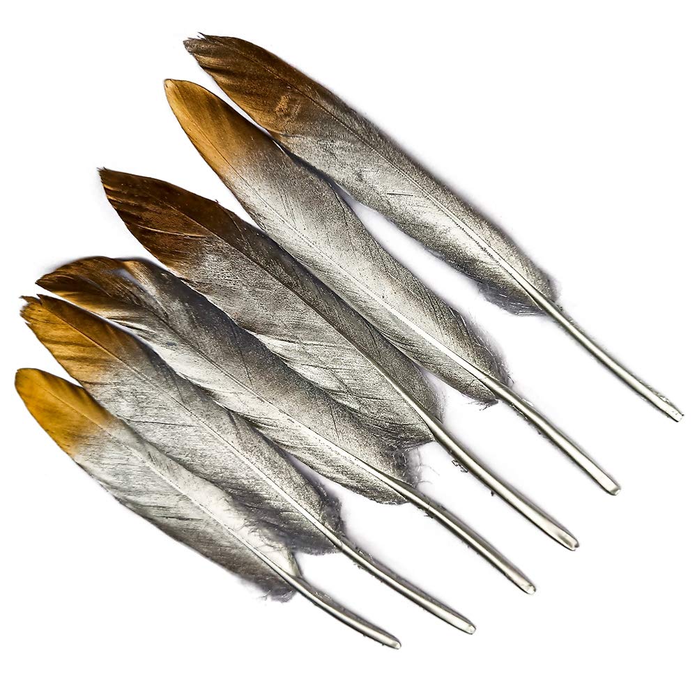 wanjin 50PCS Silver and Gold Goose Feathers 4-6inch for Various Crafts, Birthday Parties, Wedding and Party Dress-ups