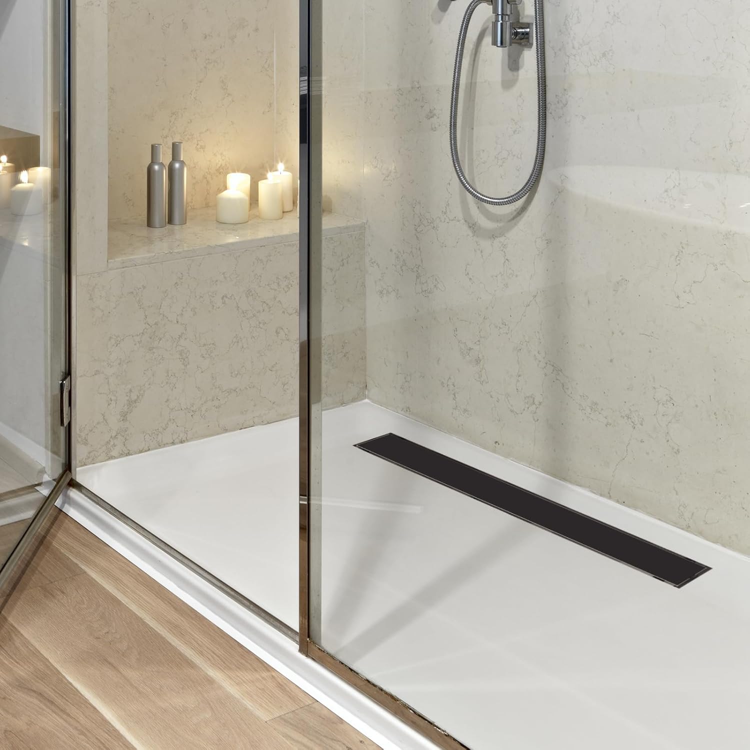 36 Inch Linear Shower Drain Matte Bla Floor Drain for Bathroom Kitchen