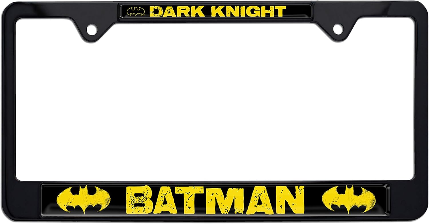 Elektroplate Officially Licensed - DC Comics Batman Dark Knight Black All-Metal Standard Size Superhero License Plate Frame Tag Holder for Cars/SUVs/Trucks Weather-Proof Automotive Accessory