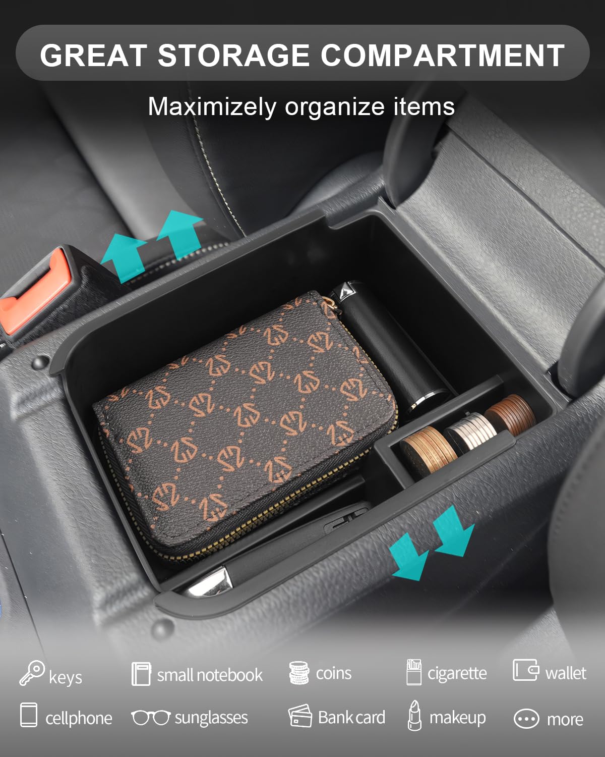 CDEFG Compatibile con VW Caddy 5 V/Ford Tourneo Connect 2020-2024, console centrale, vano portaoggetti, bracciolo, contenitore multifunzione per auto, centro, organizer per console organizer per tray