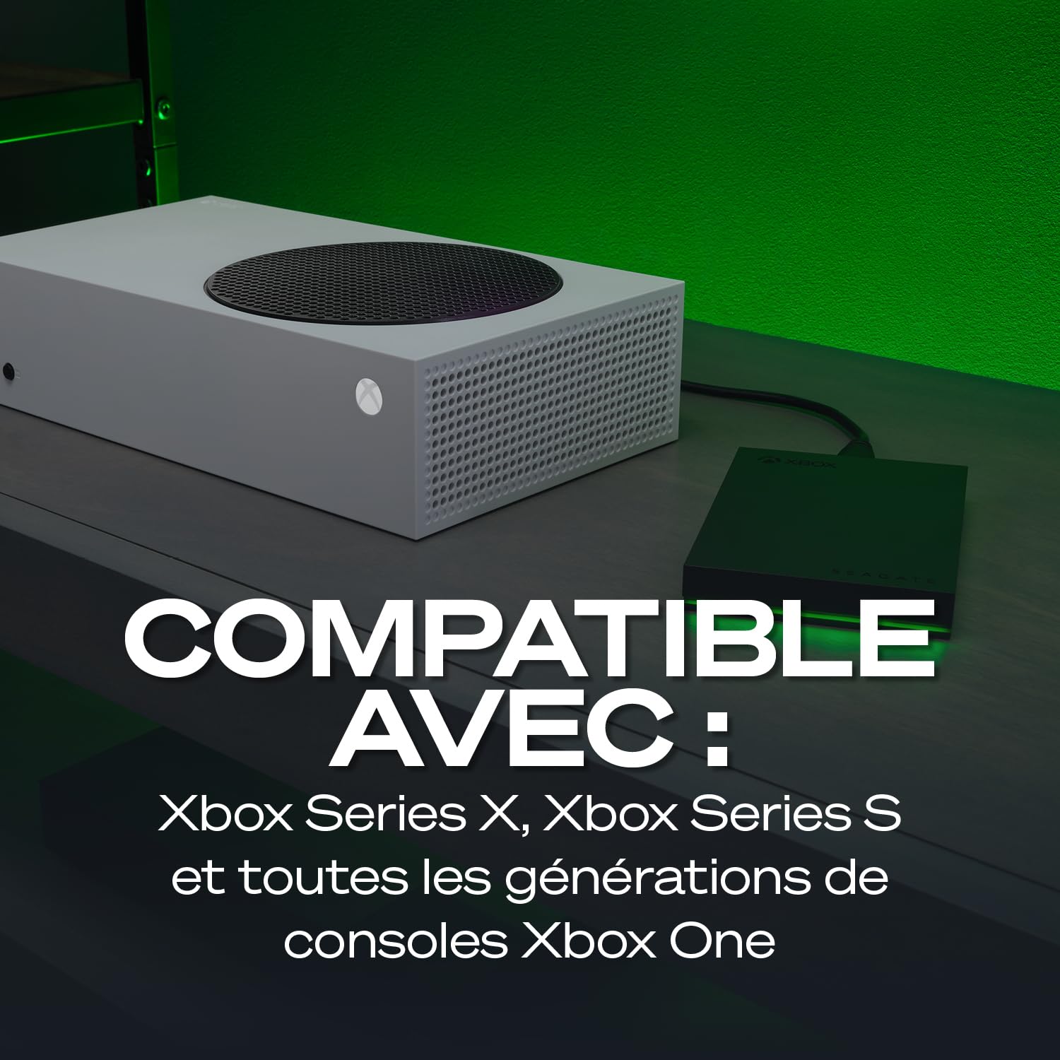 Seagate Game Drive pour Xbox 2To, Disque Dur Externe, HDD Portable, USB 3.2, Noir, certifié Xbox, LED RVB, Services Rescue (STKX2000403)