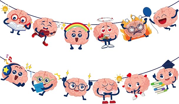 Brain Party Banners Brain Party Decorations Funny Brain Theme Decorations Cute Brain Banners Garlands for Brain Themed Birthday Baby Shower Supplies