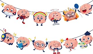 Brain Party Banners Brain Party Decorations Funny Brain Theme Decorations Cute Brain Banners Garlands for Brain Themed Birthday Baby Shower Supplies