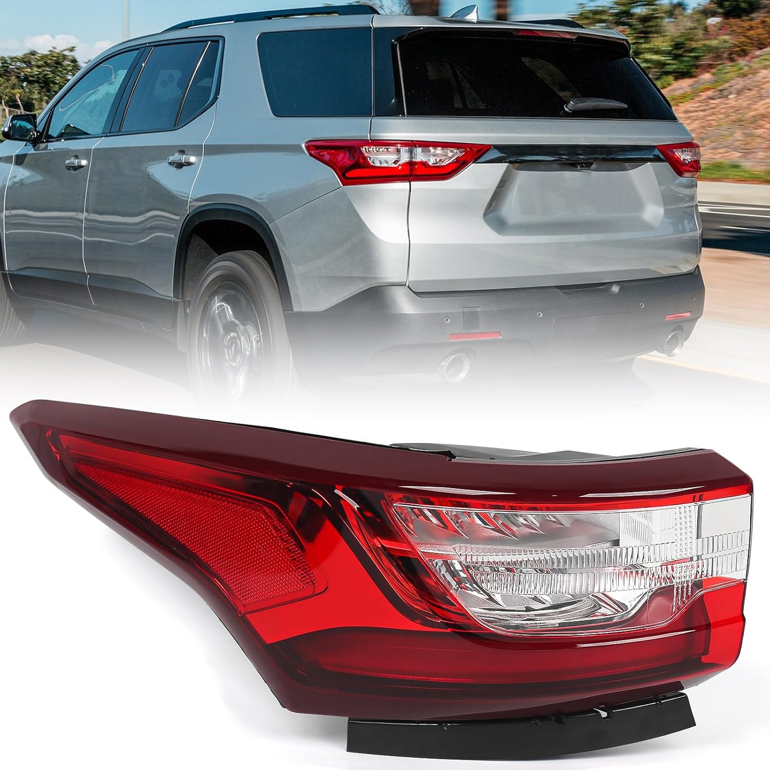 FIONE LED Outer Tail Light Assembly Compatible with Chevy Traverse 2018 2019 2020 2021 Brake Rear Light Right Passenger Side RH