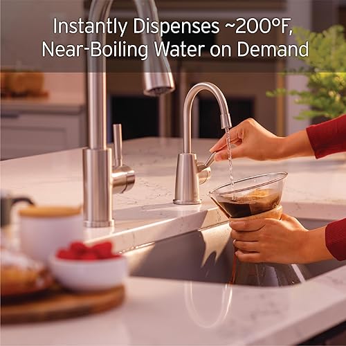 Miniatura 2 de InSinkErator HOT250 - Sistema dispensador instantáneo de agua caliente, grifo de una sola manija en níquel satinado con tanque de acero inoxidable