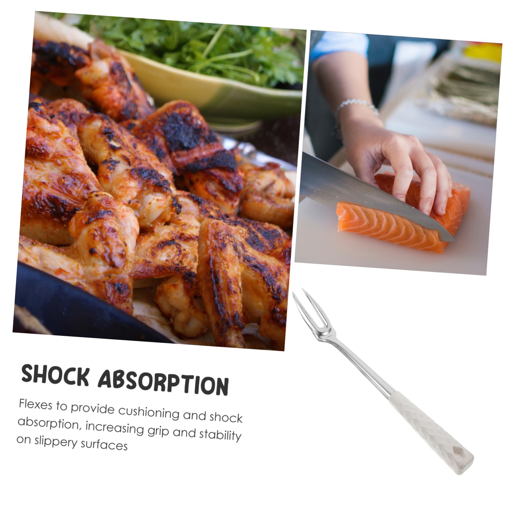 Garneck Essential Kitchen Tool Stainless Steel Meat Fork Serving Fork Perfect for Carving Serving Random Color