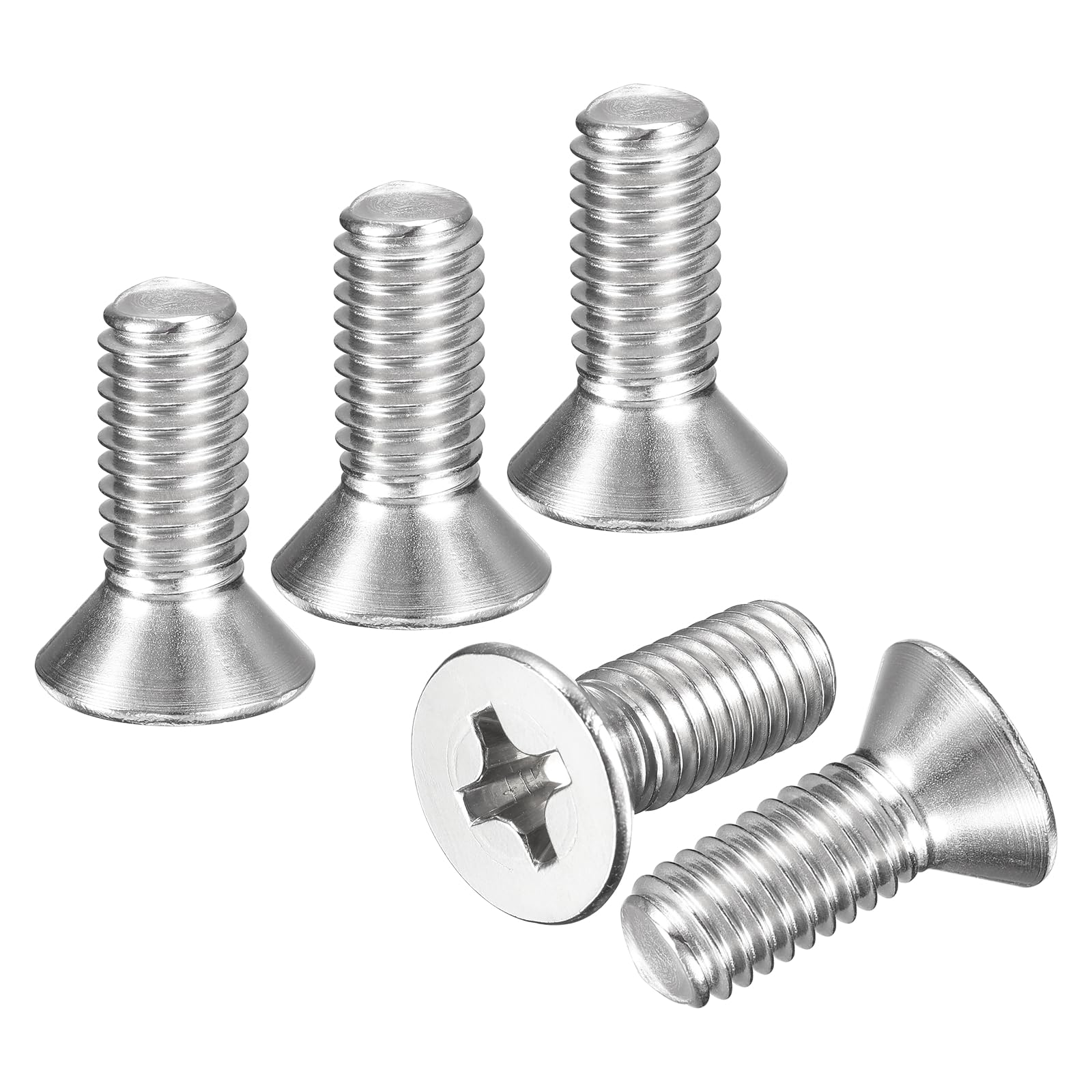 DTGN 3/8"-16x1" Phillips Countersunk Head Bolt - 25pcs - Good for Outdoor Machinery Fastening Maintenance - 304 Stainless Steel Flat Head Machine Screw Bolt - Silver Color