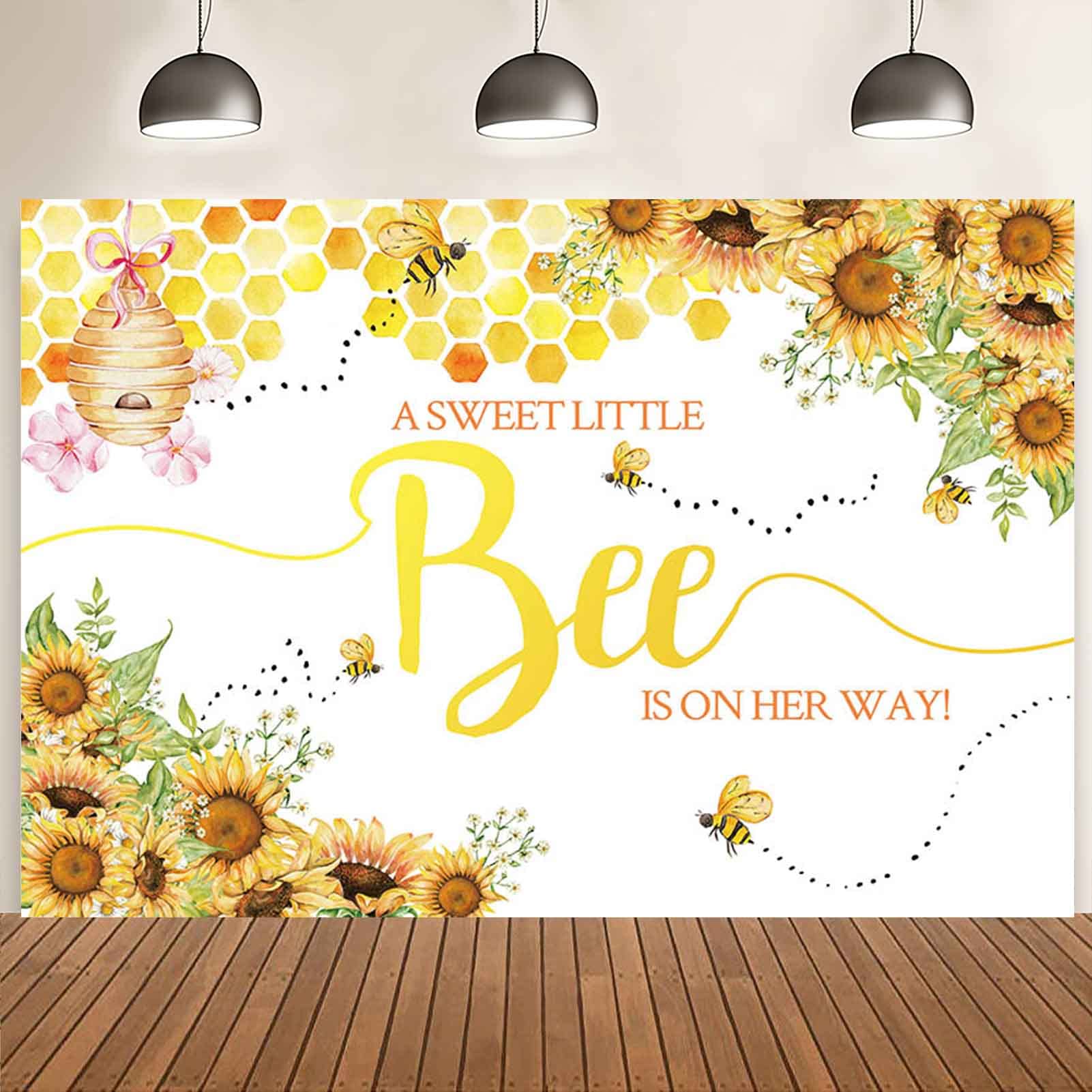 Fotohintergrund Für Babyparty – Bienen-Design Mit Spruch 'A Little Honey Is On The Way', 2,1x1,5 M