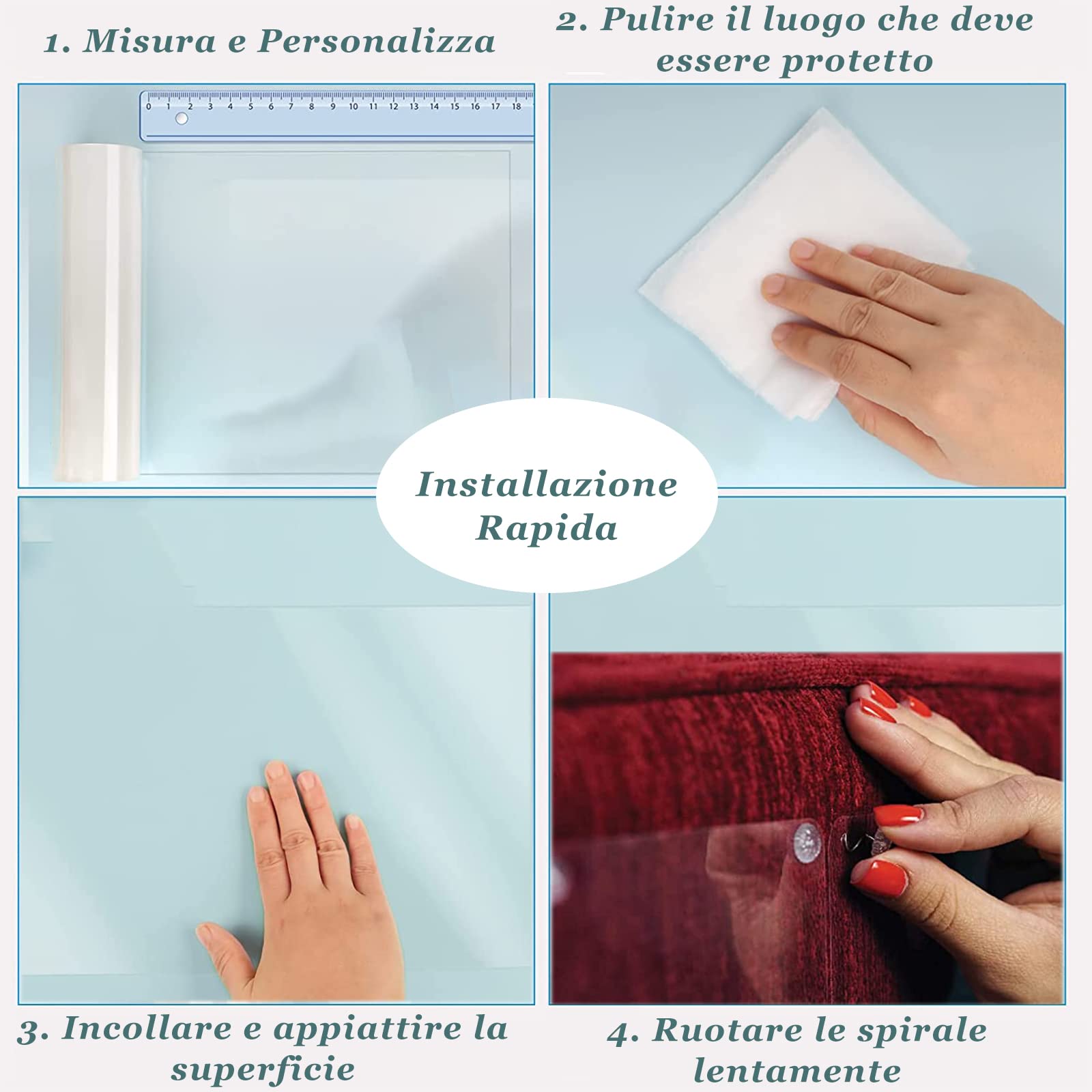 Protezione Divano Antigraffio Per Gatti - Nastro PVC Trasparente 5 Metri Con Viti - Foto 3