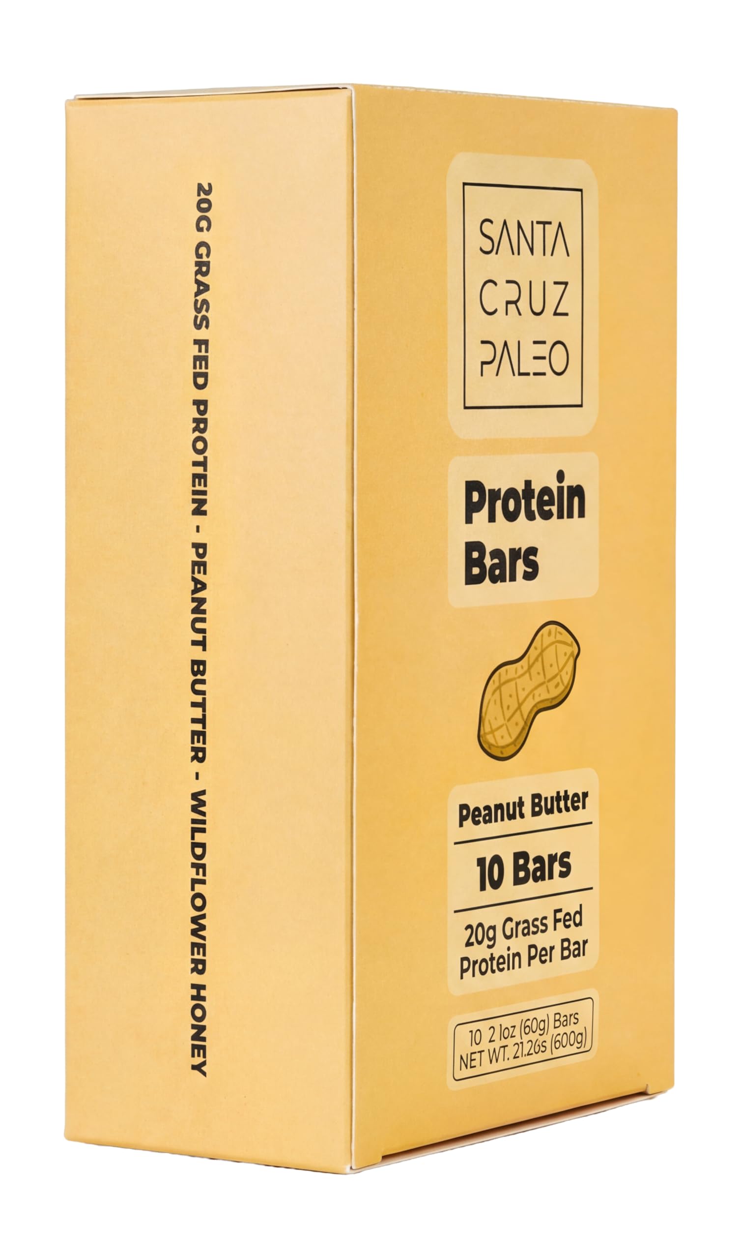 Santa Cruz Paleo Protein Bar – 20g Grass-Fed Whey & Collagen Protein – Wildflower Honey Sweetened, No Seed Oils, High Protein Snack Bar (Peanut Butter Flavor, Pack of 10) - 4