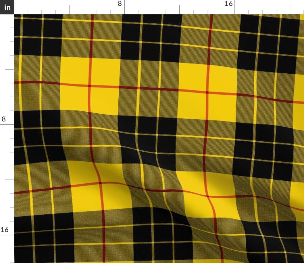Spoonflower Fabric - Plaid Tartan Yellow Red Black Printed on Petal Signature Cotton Fabric Fat Quarter - Sewing Quilting Apparel Crafts Decor