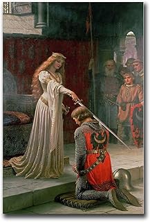 Chen Lin Canvas Painting Posters and Prints Wall Art Pictures Edmund Blair Leighton The Accolade Print Poster Living Room Bedroom Decor Wall Decor 8x12inch wood Frame