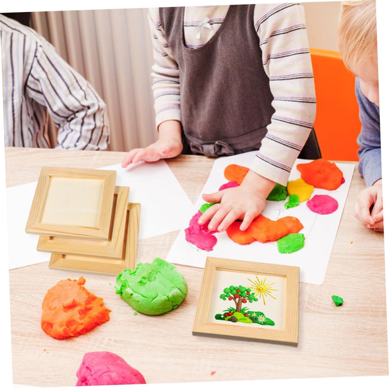 GARVALON 5pcs 20x20cm DIY Wood Picture Frames for Blank Craft Photo Frames with 16.5x16.5cm Inner Size Wooden Art for Boys and ’ Artwork Display and Craft Projects