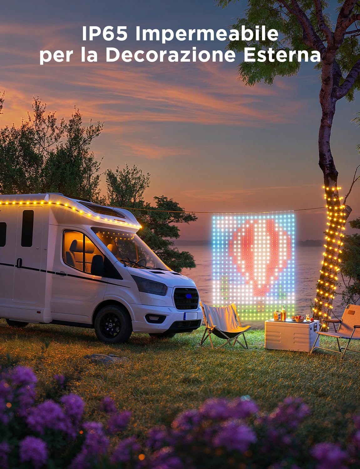 Govee Curtain Lights, 520 LEDs RGBIC, Luci per Tende LED WiFi Intelligenti all'Aperto, Luci Dinamiche per il Fai-da-te, IP65 Impermeabile, per Natale Decorazioni (1,5×2 m)