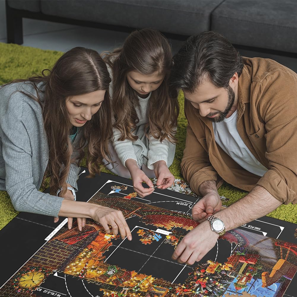 Tappetino puzzle con 4 scomparti assortiti, tappetino puzzle per puzzle fino a 1500,116 x 66 cm, antiscivolo, portatile, con custodia, per adulti e bambini
