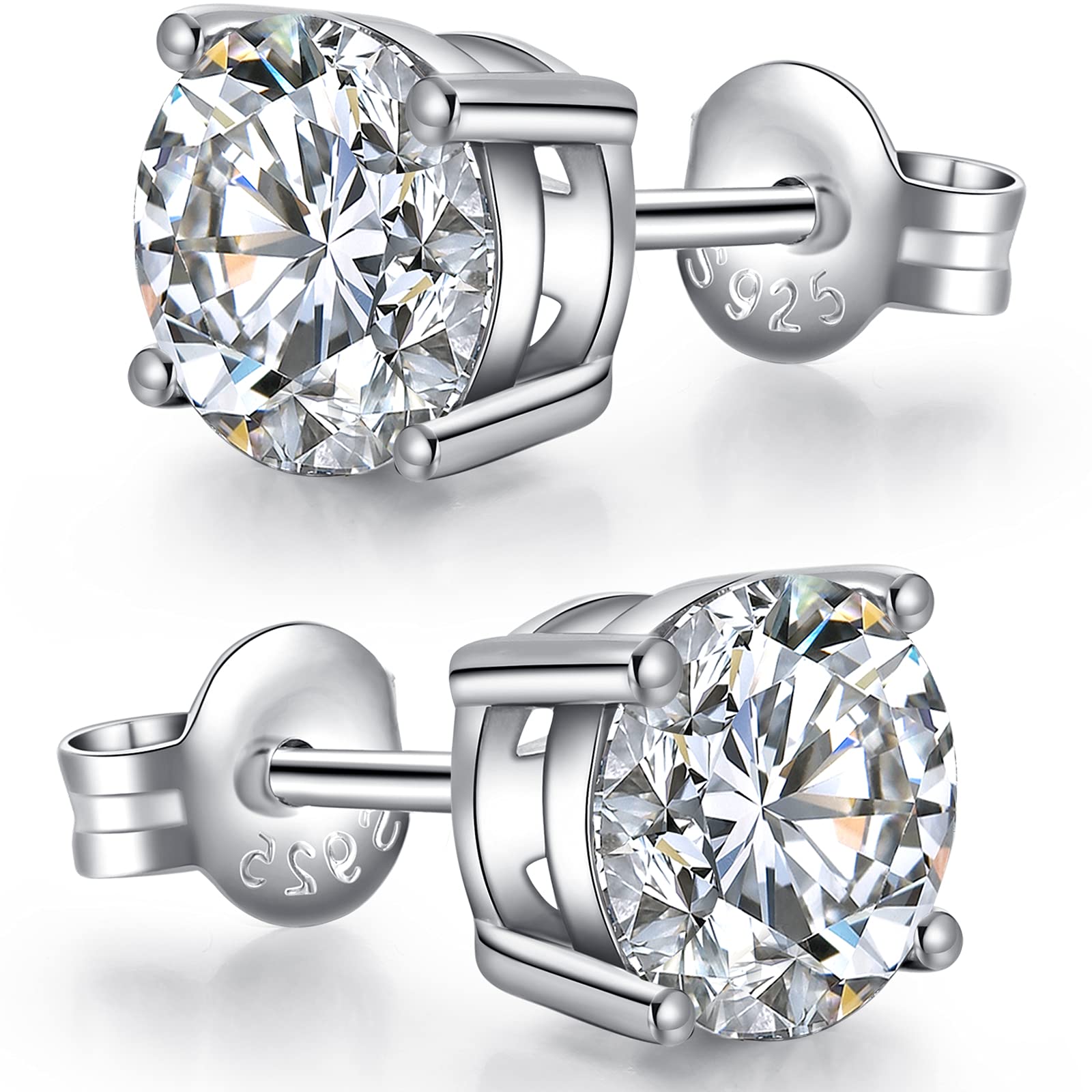 jiamiaoi Pendientes hombres plata Pendientes hombres diamante Pendientes hombre plata de ley Pendientes brillante hombre de circonita Pendientes mujer plata 4mm-8mm