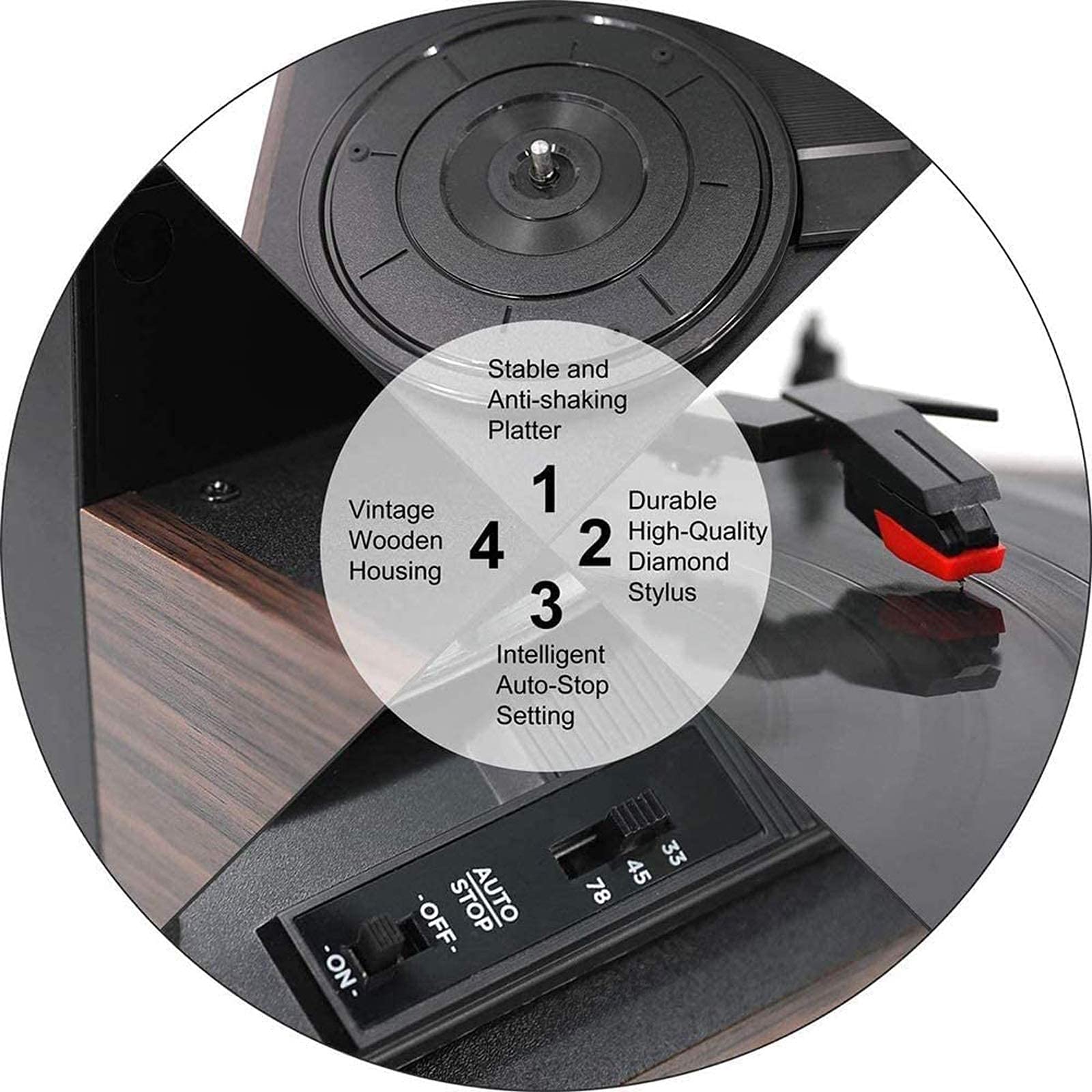 Retro Vinyl Record Player Vinyl CD All-in-One Home Multi-Fonction Player Bluetooth U Disk Radio Radio kxtmm