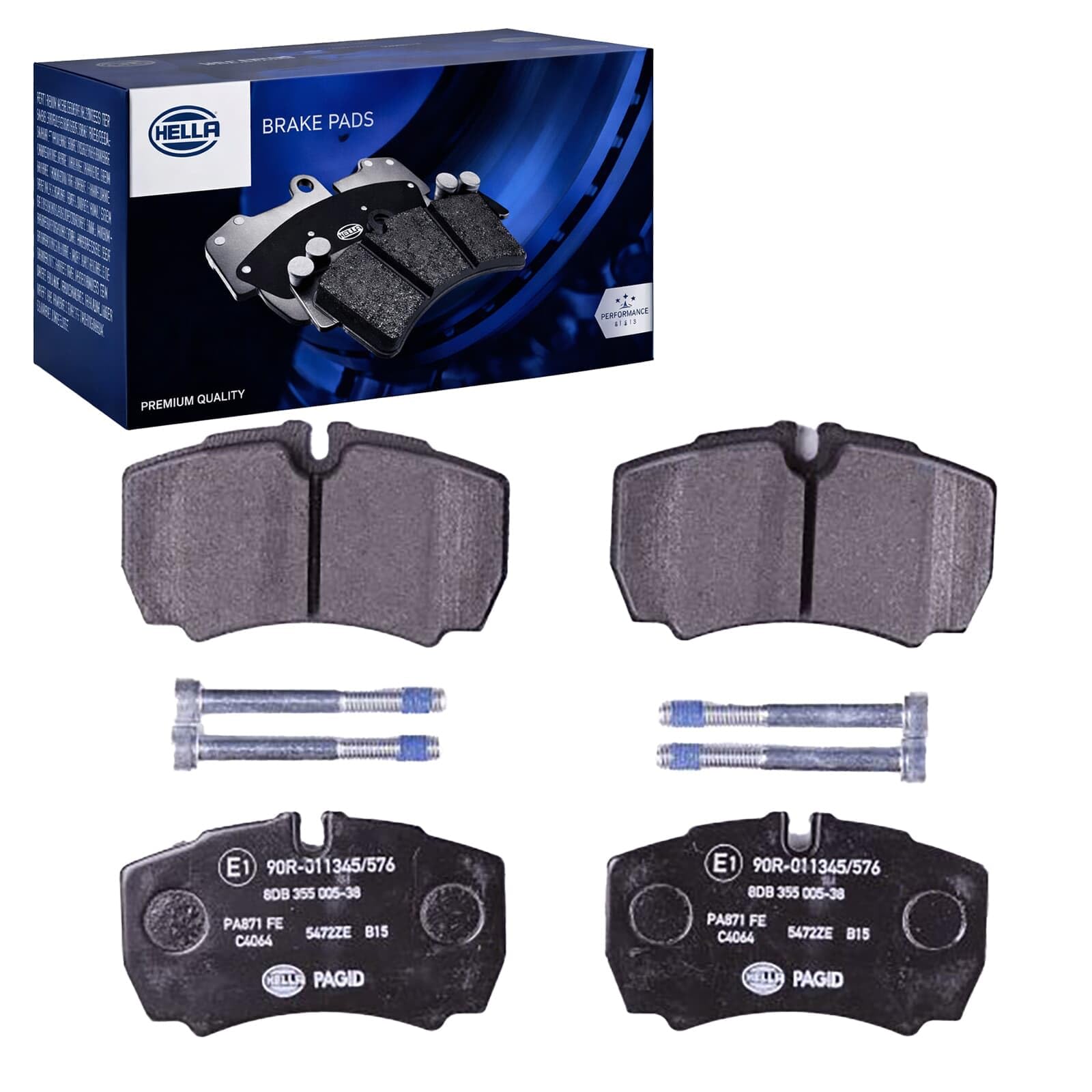 HELLA 8DB 355 005-381 Brake pad set - prepared for wear indicator - C4064 - for e.g. IVECO