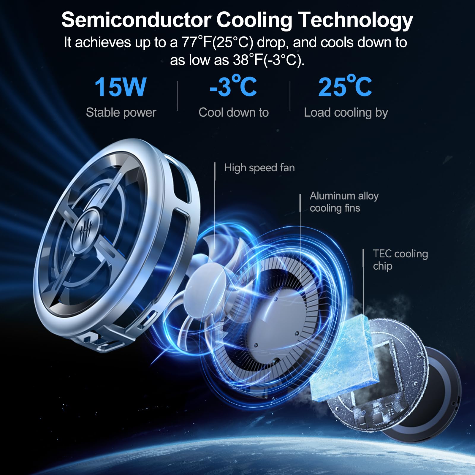 Nubia RedMagic 6 Air Magnetic Cell Phone Cooler for Gaming, Lightweight 15W Game Cooler Radiator Fan with Clip, Semiconductor Heatsink Cooling Mobile Phone Cooling Fan for Tablet, iPad, Live Streaming