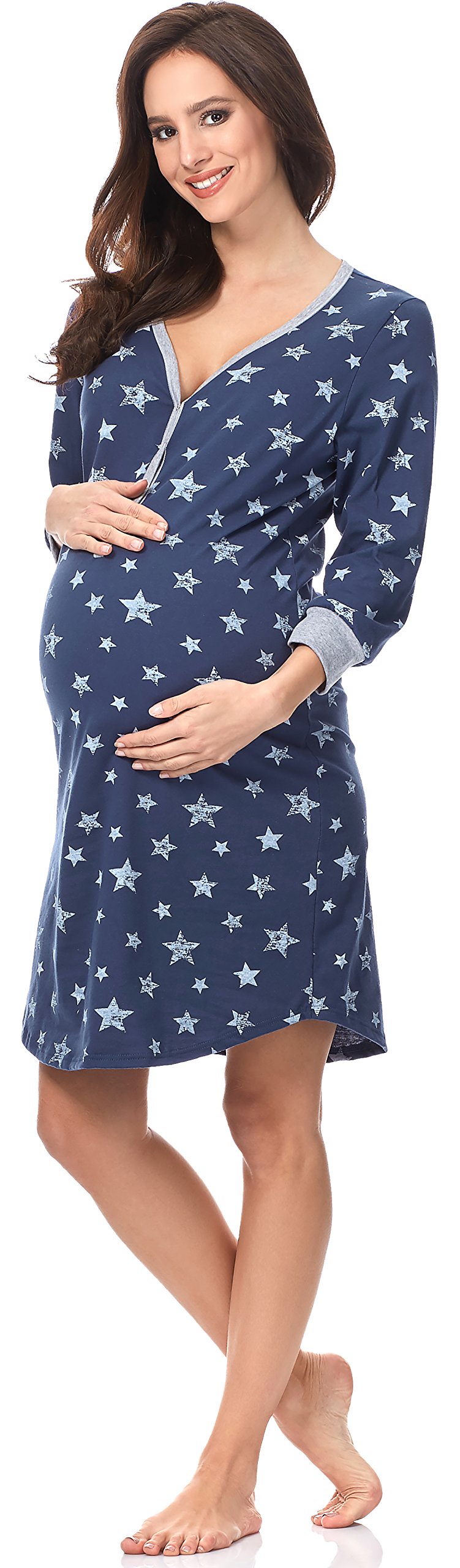 Italian Fashion Camison Lactancia Hospital | Ropa Premama Embarazada | Ropa Embarazada Mujer con Botones | Camison Hospitalario Mujer | Bata Maternidad Hospital S-XXL — view 6