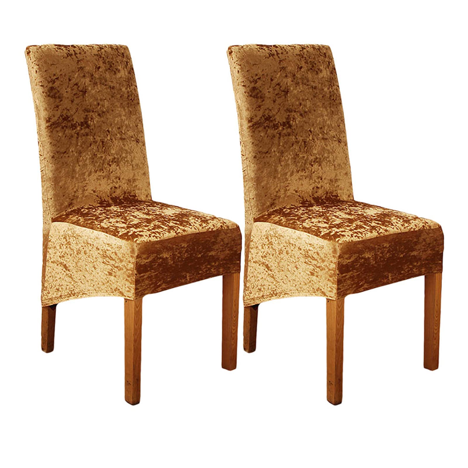 abodos Dining Chair Covers, Crushed Velvet Stretchable Elastic Chairs Protective Cover, Removable Washable Slipcovers for Dining Room Wedding Banquet Party Chair Covers,light coffee,set of 2
