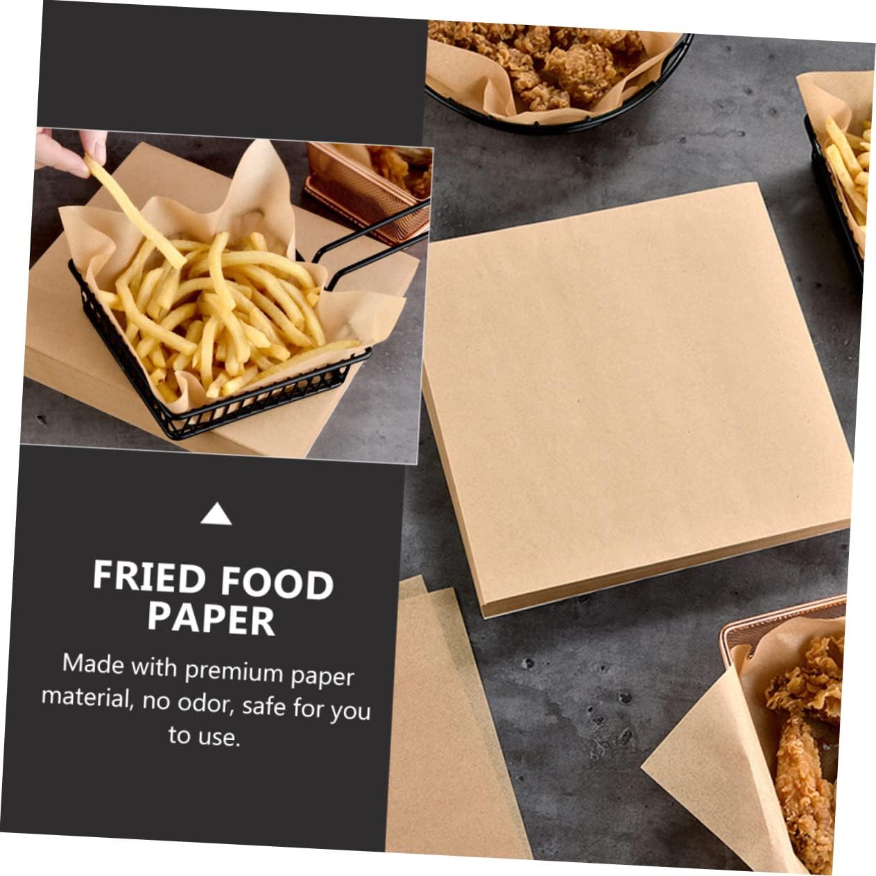 SHOWERORO 500 Sheets 7.08X7.08 Inch Oil Absorbing Paper Grease Proof Baking Liners for Fried Food Cooking Snack Packaging