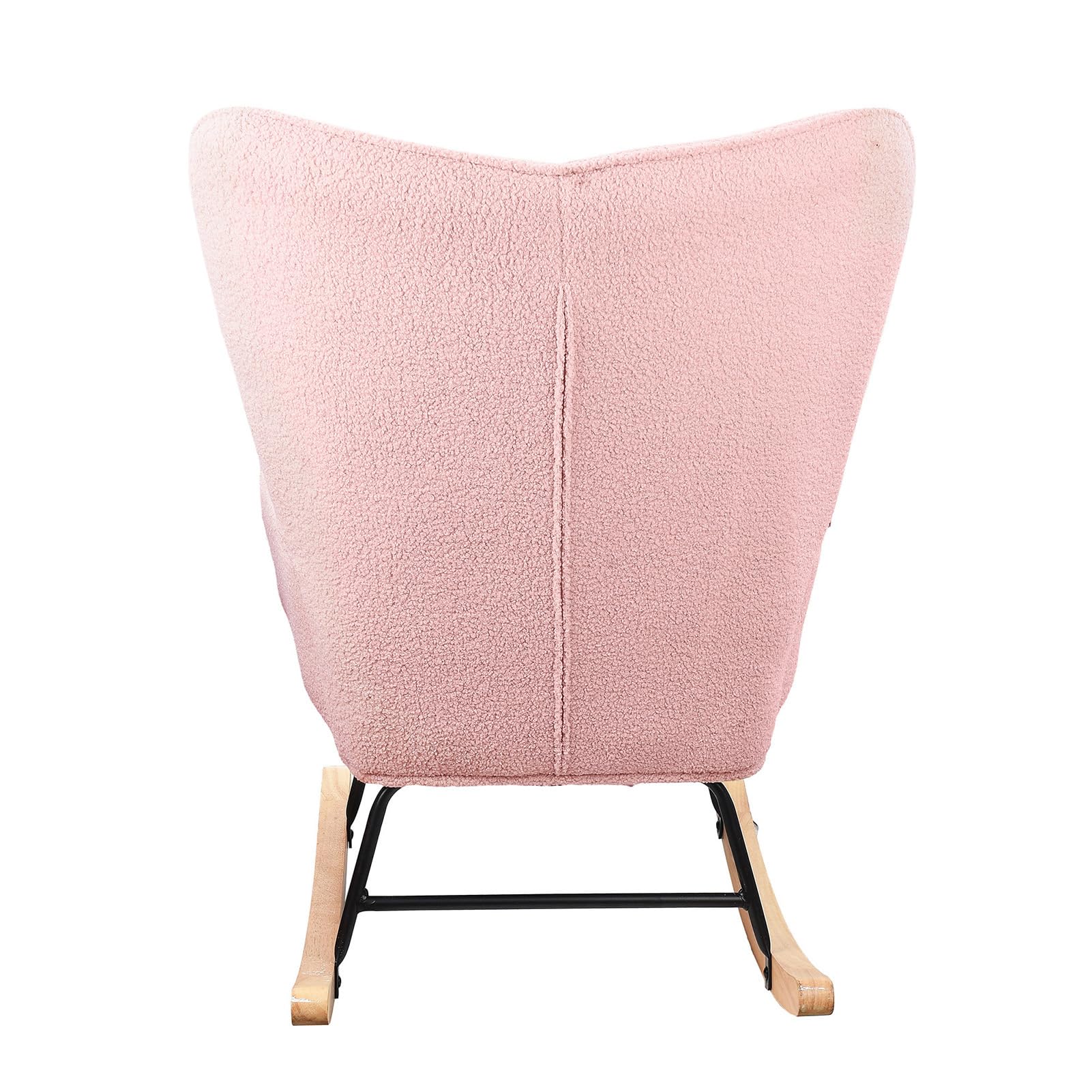 Sedia a dondolo Sedia a dondolo scandinavo, Allattamento Poltrona, Scandinavo, Sedia per Tempo libero e Riposo in Tessuto con Piedi in Legno Metallo per Soggiorno, Camera da Letto (Rosa)