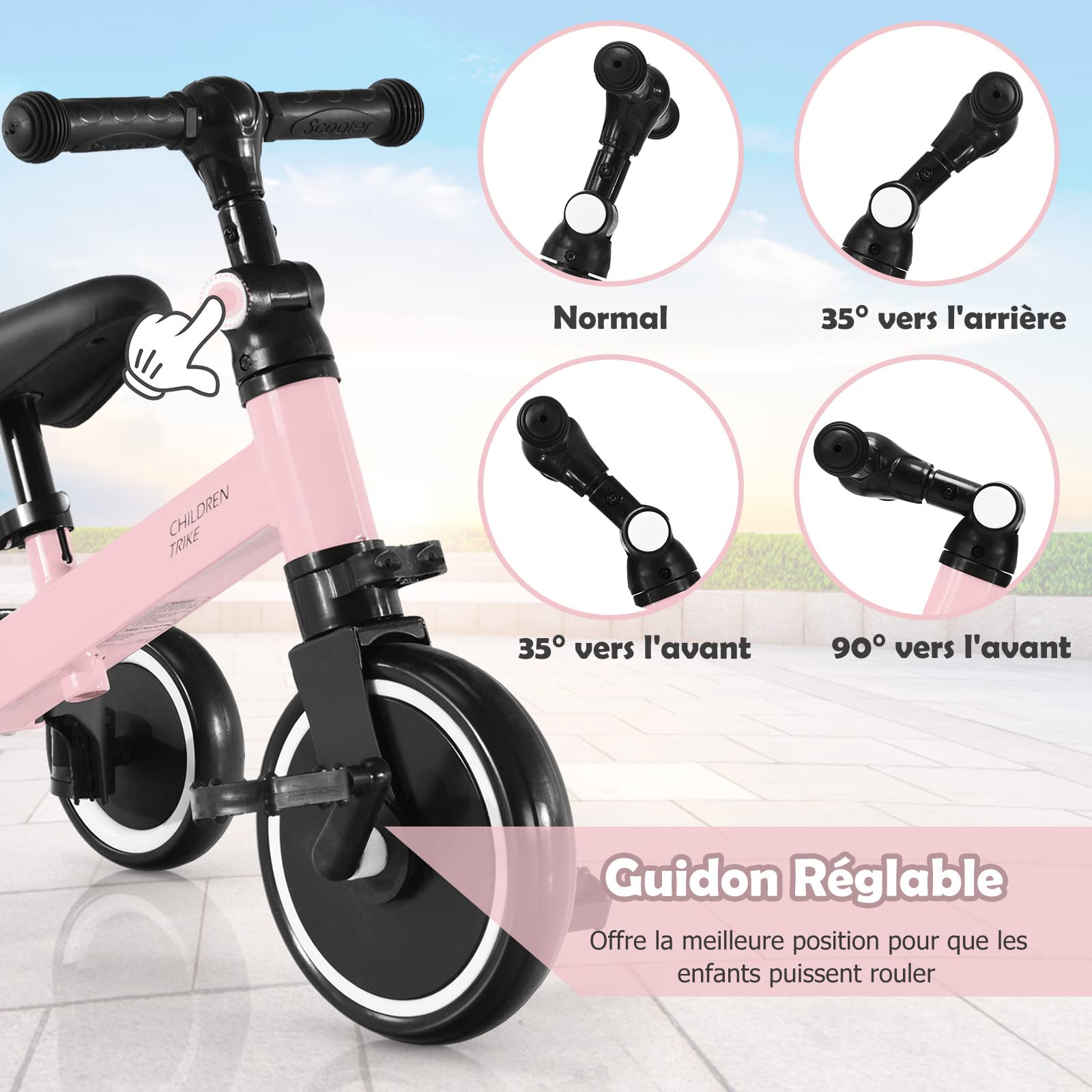 évolutif Decathlon HUOLE Vélo D'Équilibre Enfants Évolutif 2en1/3en1 - Tricycle à Pédales Convertible Avec Siège Et Guidon Réglables Pour 1-4 Ans